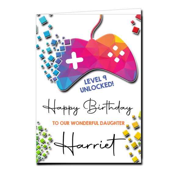 Personalised Rainbow Gaming Birthday Card