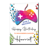 Personalised Rainbow Gaming Birthday Card