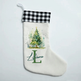 Personalised Watercolour Christmas Tree Stocking