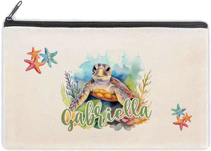 Personalised Turtle Cosmetic Pencil Case Bag School Gift Under Sea Travel Wallet