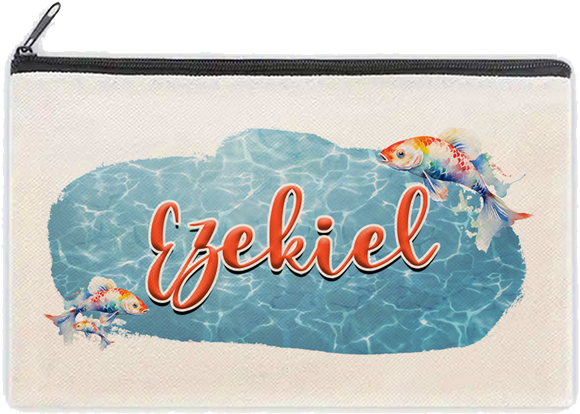 Personalised Kids Cosmetic Pencil Case Carp Travel Sweet Bag School Gift Fish Pond