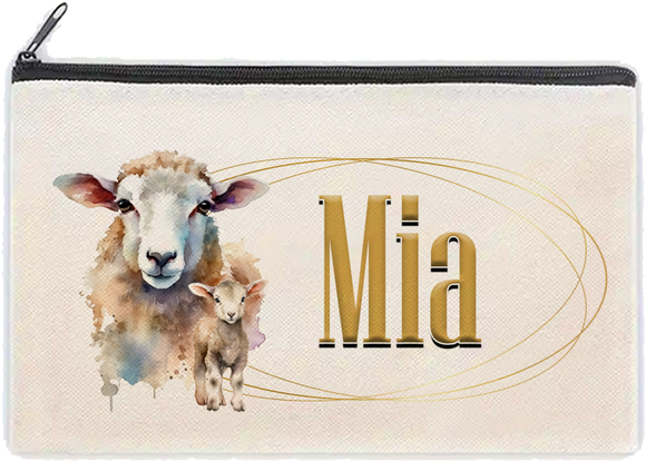 Personalised Kids Cosmetic Pencil Case Sheep Farm Lamb Bag School Gift Travel Sweets