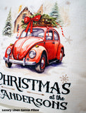 Personalised Christmas Family Pillowcase / Cushion - Vintage Car