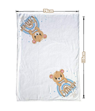 Personalised Rainbow Teddy Bear Blue Blanket