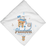 Personalised Nautical Sea Boat Teddy Bear Blue Blanket