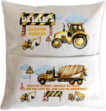 Personalised Digger / Truck Themed Pillow