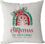 Personalised Christmas Family Pillowcase / Cushion - Rainbow