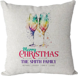 Personalised Christmas Family Pillowcase / Cushion - Champagne Cheers!