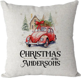 Personalised Christmas Family Pillowcase / Cushion - Vintage Car