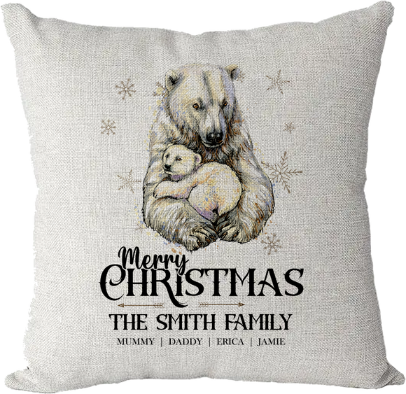Personalised Christmas Family Pillowcase / Cushion - Polar Bear