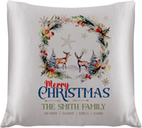 Personalised Christmas Family Pillowcase / Cushion - Festive Deer