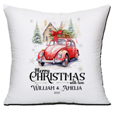 Personalised Christmas Family Pillowcase / Cushion - Vintage Car
