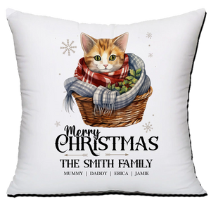 Personalised Christmas Family Pillowcase / Cushion - Kitten Cat