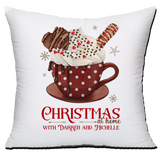 Personalised Christmas Family Pillowcase / Cushion - Hot Chocolate