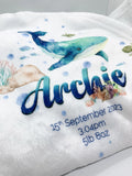 Personalised Under The Sea Whale Fish Blanket