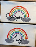 Personalised Kids Cosmetic Pencil Case Rainbow Any Name Bag School Gift Cute