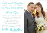 Love Laughter & Happily Ever After Photo Personalised Wedding Thank You Cards ~ QUANTITY DISCOUNT AVAILABLE