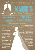Rustic Natural Chalkboard Champagne Celebration Hen Weekend Itinerary Cards Hen Party Invites Bride To Be - Custom Personalised Invites - Yellow Blossom Designs Ltd