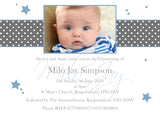 Stars Spots Polka Photo Party - Christening Invitations Joint Boy Girl Unisex Twins Baptism Naming Day Ceremony Celebration Party ~ QUANTITY DISCOUNT AVAILABLE