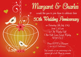 Anniversary Invitations Gold Silver Diamond Ruby 40th 50th 60th Wedding Party Personalised Vintage Bird Cage Printed Photo ~ QUANTITY DISCOUNT AVAILABLE - YellowBlossomDesignsLtd