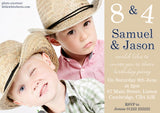 Full Photo Card - Children's Kids Child Birthday Invitations Boy Girl Joint Party Twins Unisex Printed ~ QUANTITY DISCOUNT AVAILABLE