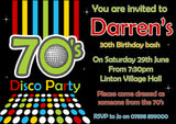 Adult Birthday Invitations Female Male Unisex Joint Party Her Him For Her - 70's Disco Party ~ QUANTITY DISCOUNT AVAILABLE - YellowBlossomDesignsLtd