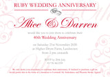 Anniversary Invitations Gold Silver Diamond Ruby 40th 50th 60th Wedding Party Personalised Bespoke ~ QUANTITY DISCOUNT AVAILABLE - YellowBlossomDesignsLtd