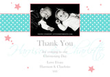 Classic Polka Dots Joint Boy Girl Twins Photo Personalised Thank You Cards Christening