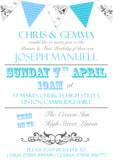 Bunting Vintage Joint Party - Christening Invitations Boy Girl Unisex Twins Baptism Naming Day Ceremony Celebration Party ~ QUANTITY DISCOUNT AVAILABLE - YellowBlossomDesignsLtd