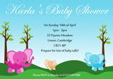 Baby Shower Invitations Boy Girl Unisex Twins Joint Party - Elephants ~ QUANTITY DISCOUNT AVAILABLE - YellowBlossomDesignsLtd