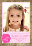 Hessian Vintage Boy Girl Twins Photo Personalised Thank You Cards Christening Baptism Naming Day Party Celebrations ~ QUANTITY DISCOUNT AVAILABLE