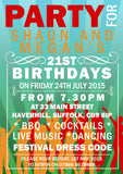 Green Orange Red Festival PartyFest Invitations Birthday Personalised