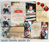 Personalised Christmas Photo Cards Rustic Winter Berries ~ QUANTITY DISCOUNT AVAILABLE