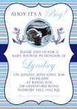 Baby Shower Invitations Boy Girl Unisex Twins Joint Party - Ahoy It's A Boy Nautical ~ QUANTITY DISCOUNT AVAILABLE - YellowBlossomDesignsLtd