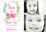 Photo Thank You Cards Boys Girls Cute Floral Wreath