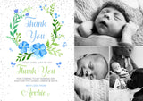 Photo Thank You Cards Boys Girls Cute Floral Wreath