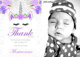 Unicorn Photo Thank You Cards ~ Birthday Christening Naming Day Gifts