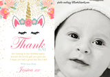 Unicorn Photo Thank You Cards ~ Birthday Christening Naming Day Gifts