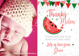 Watermelon Thank You Photo Birthday Cards ~ Thanks A Melon