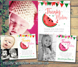 Watermelon Thank You Photo Birthday Cards ~ Thanks A Melon
