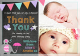 Premium Personalised Birthday Christening Thank You Cards Photo Boy Girl Twins