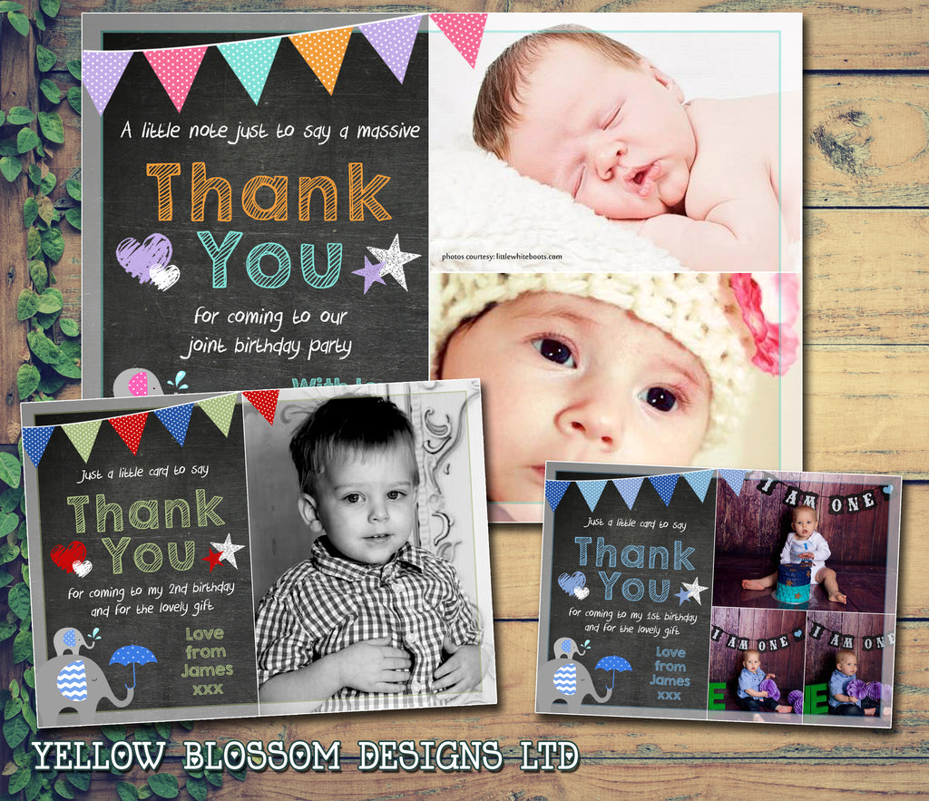 Premium Personalised Birthday Christening Thank You Cards Photo Boy Gi ...