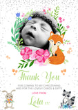 Woodland Animals Thank You Cards With Photo