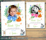 Woodland Animals Thank You Cards With Photo