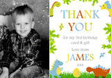 Dinosaur Thank You Cards With Photo - Custom Personalised Thank You Cards - Yellow Blossom Designs Ltd