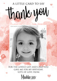 Watercolour Photo Thank You Cards - Custom Personalised Thank You Cards - Yellow Blossom Designs Ltd
