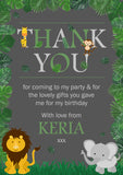 Elephant Lion Giraffe Monkey - Custom Personalised Thank You Cards - Yellow Blossom Designs Ltd