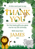 Elephant Lion Giraffe Monkey - Custom Personalised Thank You Cards - Yellow Blossom Designs Ltd