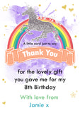Unicorn Rainbow - Custom Personalised Thank You Cards - Yellow Blossom Designs Ltd