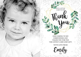 Classic Greenery Thank Yous With Photo - Custom Personalised Thank You Cards - Yellow Blossom Designs Ltd
